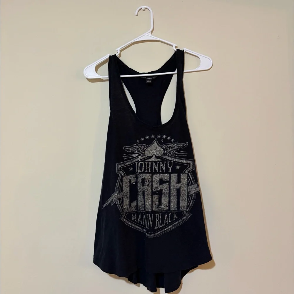 Johnny Cash Rock & Republic Black Graphic Racerback Tank With Sliver - Picture 1 of 4
